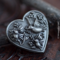 Heart Parent-Child Love Bird Brooch & Earrings Set