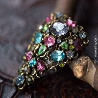 Hollycraft-Fruit Salad Jewel Coat Of Arms Brooch