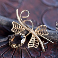 Winard-12K Gold Filled-Large Smoky Quartz Fruit Brooch