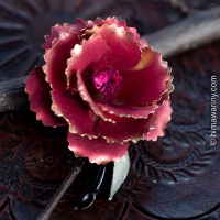Coro: Red Star Rose Vintage Brooch