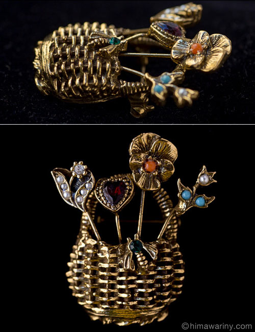 Goldette-Fourstick Basket Brooch - Image 2