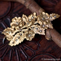 Cherry Blossom Twig Gold Antique Vintage Brooch