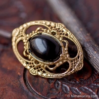 1928-Victorian Onyx Black Cabochon Brooch