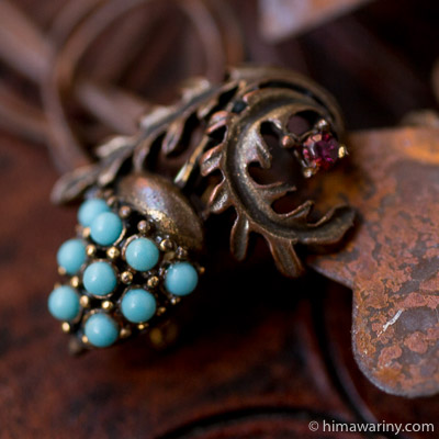 Turquoise Acorn Brooch