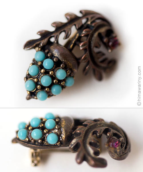 Turquoise Acorn Brooch - Image 2