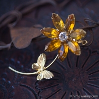 Flower And Butterfly Poem Vintage Brooch