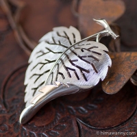 Trifari-Cut Leaf Vein Silver Leaf Brooch
