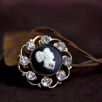 Mini Cameo/Vintage Brooch Of A Lady Wearing A Brooch