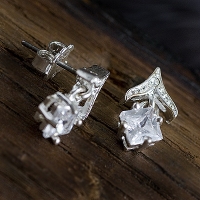 Nina Ricci For Avon-Petite Flower Rhinestone Earrings