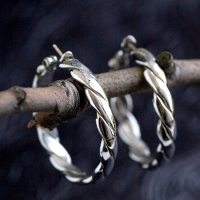 Monet-Vintage Silver Rope Hoop Earrings