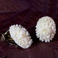 Celluloid Style Ivory Rose Vintage Earrings