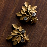 Goldette-Golden Branches And Berries Vintage Earrings