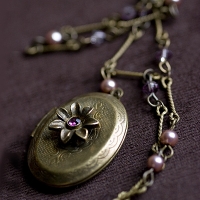 Antique Color Brass Locket Vintage Pendant