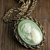 Great For Brooches And Pendants. Moss Green Vintage Cameo