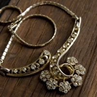 Coro Vintage Flower Rhinestone Choker