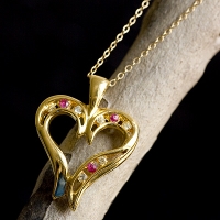 24K GEP: Gold: Heart Vintage Pendant Necklace