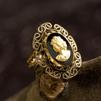 Germany-Black & Gold Cameo Vintage Ring