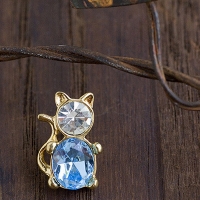 Blue And Clear Rhinestone Cat Pin Brooch
