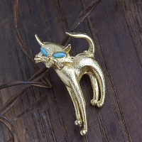 Turquoise-Eyed Cat-Vintage Brooch