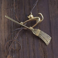 A Witch Cat Riding A Broom? Pin Brooch