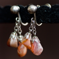 925 Silver-Lace Agate Natural Stone Earrings