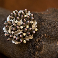 BSK-Beaded Brooch With Rhinestones
