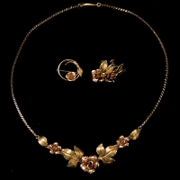 Krementz-K14K GF -Pink GoldRose Vintage Necklace Set