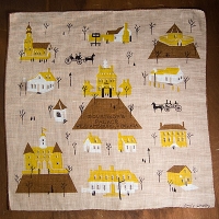 Emily Whaley Brown Home Illustration Handkerchief