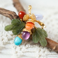 Swoboda スワボダ-天然石-ジュエルどんぐり・ヴィンテージ・ブローチ