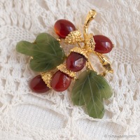 Swoboda スワボダ-天然石-カーネリアンどんぐり・ヴィンテージ・ブローチ【デッドストック】