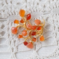 Swoboda スワボダ-天然石-コーラルツリー・オブ・ライフ・ヴィンテージ・ブローチ【デッドストック】