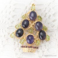 Swoboda Gemstone Amethyst & Peridot Christmas Tree Brooch [Mint]