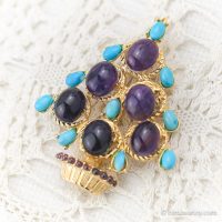 Swoboda Amethyst & Turquoise Christmas Tree Brooch [Mint]