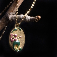 1928-Art Nouveau Enamel Flower Pendant