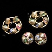 Sarah Cov Sarah Coventry-Natural Stone Circle Brooch And Earrings