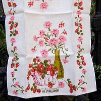 Strawberry And Carnation Pattern Art Linen Kitchen Cloth