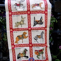 Antique Carousel Collection Pattern Art Linen Kitchen Cloth