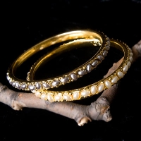 KJL Kenneth Jay Lane-Gray & Cream Pearl Bangle Bracelet Set