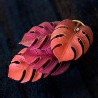 West Germany-Morning Dew Autumn Leaves Brooch