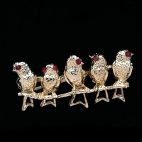 Danecraft-Silver-Five Goldbird Brooch