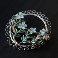 Silver 925-Beaucraft-Forget-Me-Not Circle Brooch