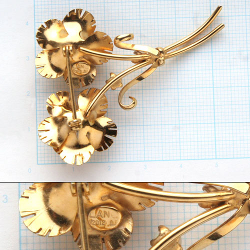 12K GF Opal Drop Flower Vintage Brooch - Image 3