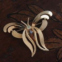 Van Dell-12K Gold Filled-Topaz Butterfly Brooch