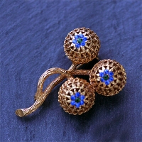 Florenza-Kinkadama Blue & Green Glass Brooch