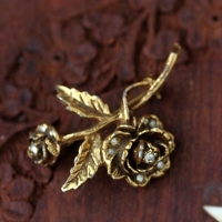 Goldette-Rose Drop Brooch