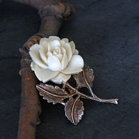 AJC-White Rose Single Brooch