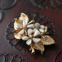 Capri-Mother-Of-Pearl Flower Twig Brooch