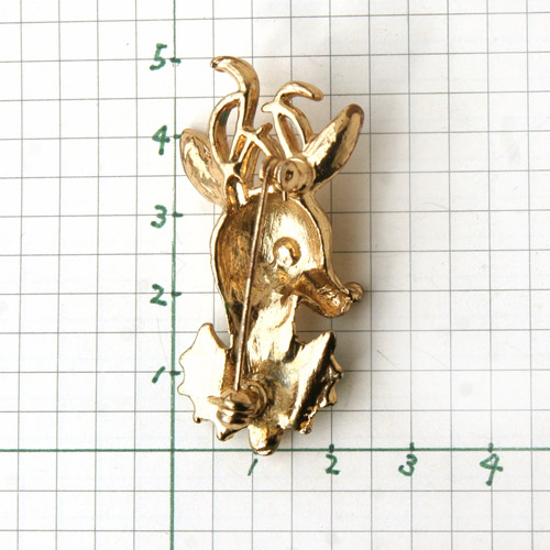 Red Nose Reindeer Vintage Brooch - Image 3