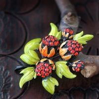 Hollycraft-Jet Black Fire Butterfly Brooch