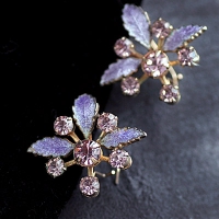 Violet Cloisonné Flower Earrings